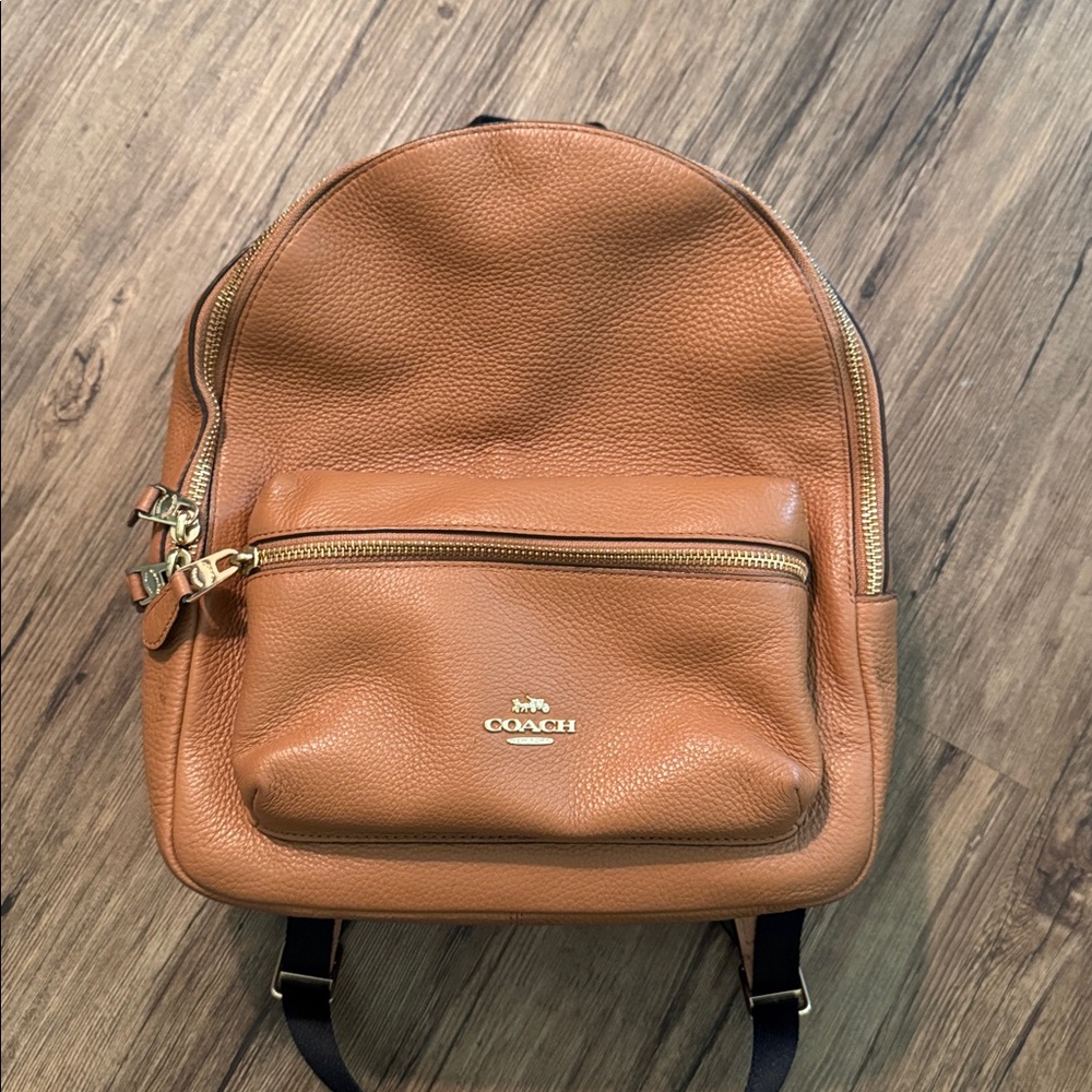 Coach Pebbled Leather Backpack in Tan with Gold Hardware - Picture 1 of 7